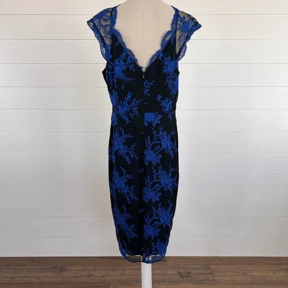 Blue Embroidered Adrienne Papell Dress - Picture 3 of 4